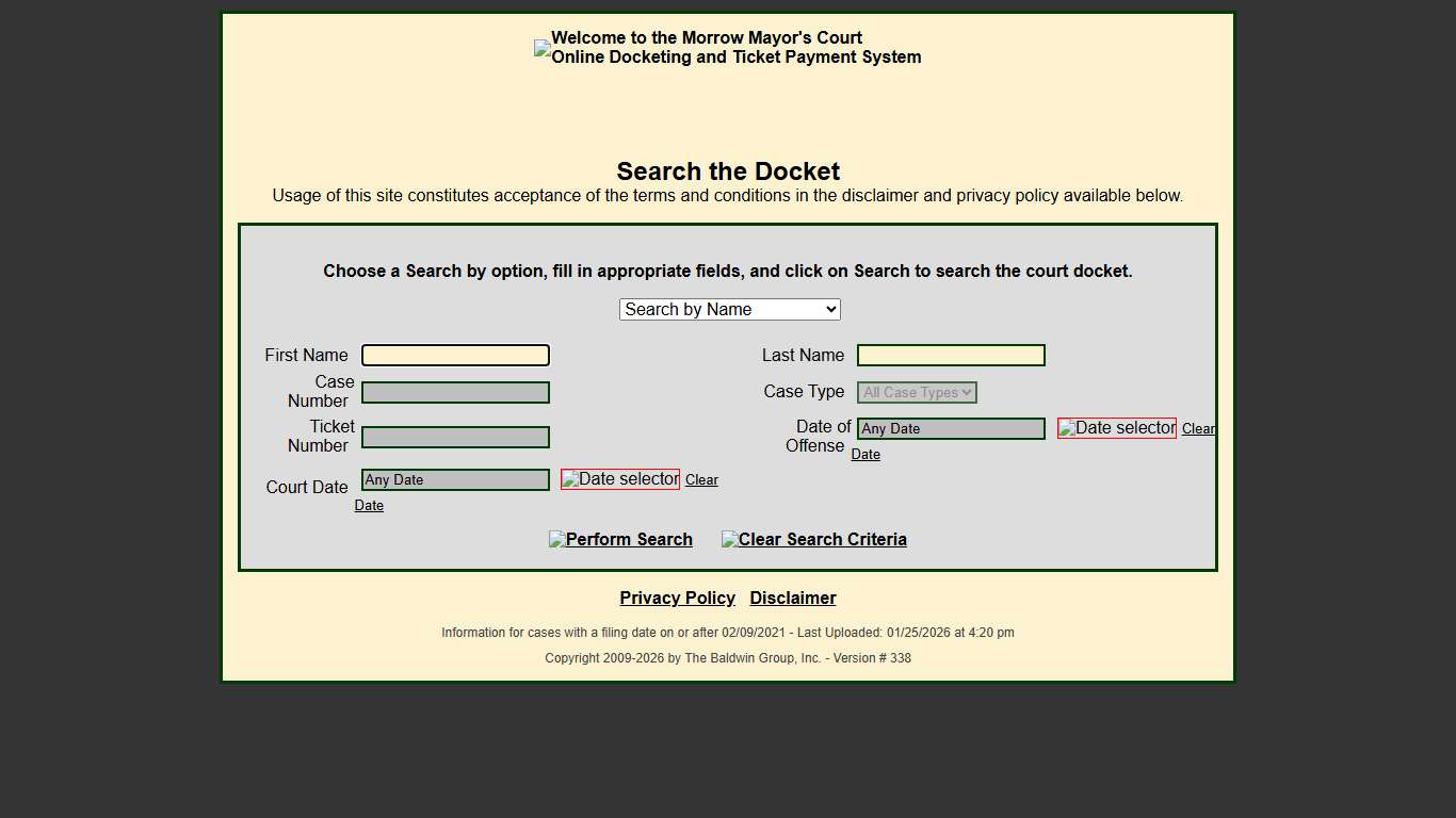 Morrow - Docket Search